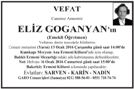 eliz goganyan hürriyet vefat ilanı