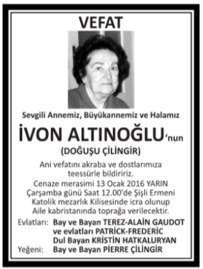 icon altınoğlu Hürriyet vefat ilanı