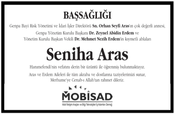 seniha aras Hürriyet vefat ilanı